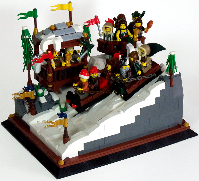 Illustration for article titled Check out this medieval Lego bobsled team